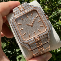 Montres mécaniques entièrement serties de diamants, cadran en cristal saphir, montres automatiques de luxe en moissanite pour hommes