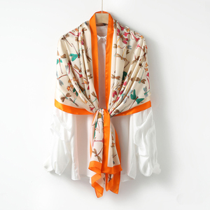 Conception de logo personnalisé impression numérique élégant longs foulards carré <span class=keywords><strong>soie</strong></span> Satin châle écharpe pour les femmes - Product Image 1