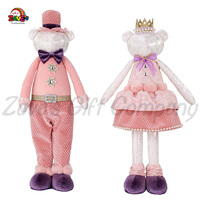 Zaves 48CM Rose Debout Ours En Peluche Poupée Doux Cosy Ours Sans Yeux PP Coton Enfants Cadeau Saint Valentin Couple pour Poupée En Peluche Personnalisée