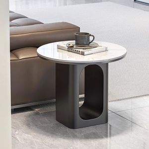 Minimalist Round Side <b>Table</b> Black Metal Base Living Room Bedroom Study Modern <b>Coffee</b> <b>Table</b> <b>Small</b> End <b>Table</b> For Home Use - Product Image 4