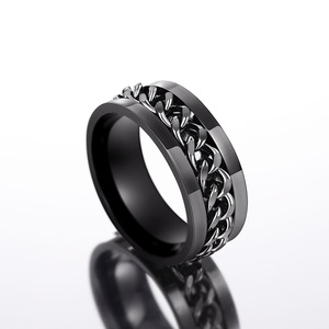 DJ068 Bagues en acier inoxydable pour hommes, plaquées or 18 carats, bijoux tendance, cadeau pour lui - Product Image 6