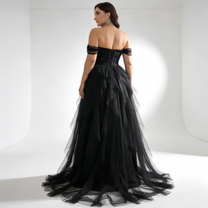 Vestido de Fiesta y Dama de Honor de Talla Grande con Hombros Descubiertos, Elegante Vestido de Gala con Capas en Forma de Pastel para Eventos Formales - Product Image 6