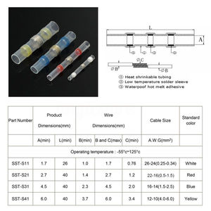 Waterproof Heat Shrink Butt Connectors Solder Seal <strong>Wire</strong> Connectors Crimp <strong>Insulated</strong> Electrical Butt <strong>Terminals</strong> - Product Image 2