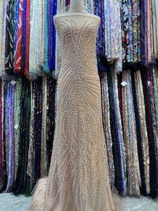 Offre Spéciale lourd élégant palais Style or perles perles paillettes Net broderie tissu maille dentelle tissu <span class=keywords><strong>robe</strong></span> de mariée <span class=keywords><strong>robe</strong></span> de soirée - Product Image 6