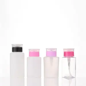 Manufacturer 150ml 200ml Clear Pressing Plastic Flat Shoulder Makeup Remover Bottle With Press Pump