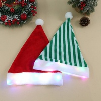 Chapeau de Père Noël lumineux à LED en peluche, motif flocon de neige rouge et vert, pour fête de Noël, costume, cadeau de vacances, décoration de maison pour adultes et enfants