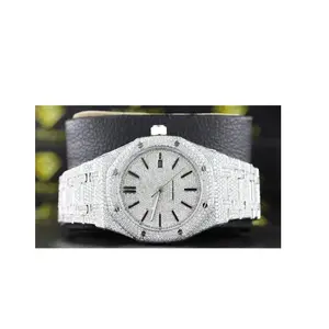 Custom VVS Moissanite Mechanical Watch with Hip Hop Style Diamond Watch from Indian Supplier at Export