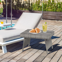 Table d'appoint rectangulaire en osier de haute qualité, pliable, en rotin, pour meubles de patio