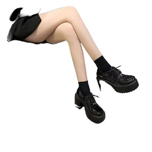 คอลเลคชั่นฤดูใบไม้ผลิ2025รองเท้าส้นสูงสไตล์ย้อนยุคสไตล์อังกฤษสำหรับผู้หญิงรองเท้าหนังขนาดเล็กแบบผูกเชือก - Product Image 2