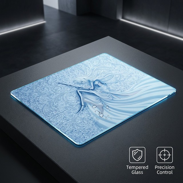 Glass Mousepad Gaming Mouse Pad Esports CSGO-Style Micro-Etched Tempered Glass Fine-Sand Finish Hard-Surface Precision Control
