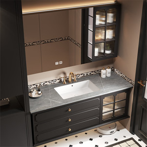 แพคเกจโต๊ะเครื่องแป้งที่สมบูรณ์รวมถึงอ่างล้างจาน, ฟังก์ชั่นการจัดเก็บและกระจกสำหรับห้องน้ำจัดเป็นอย่างดี-โต๊ะเครื่องแป้งในห้องน้ำ - Product Image 6