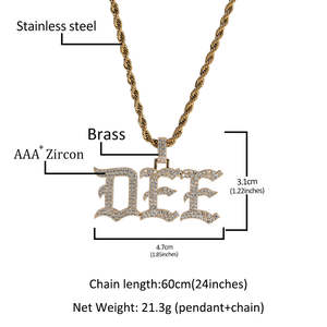 Hiisees – collier personnalisé avec pendentif lettre de l'alphabet <span class=keywords><strong>anglais</strong></span> Vintage, bijoux Hiphop, nouveau - Product Image 6