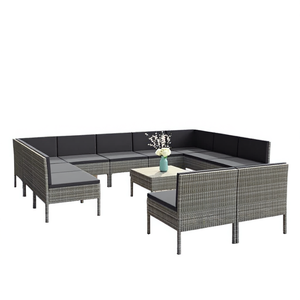 Set Lounge da Giardino Grande D0100HH85VT in Rattan PE Grigio con Struttura in Acciaio Verniciato a Polvere, Arredamento da Esterno Contemporaneo con Capacità 10+ Posti - Product Image 1
