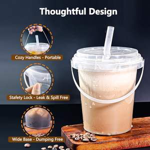 Süt çay için çok kapasiteli tek kullanımlık plastik bardak 30/32/34/36oz paket enjeksiyon kalıplama PP fincan kapaklı - Product Image 4