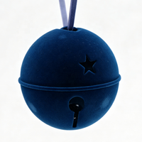 Ornement de Noël en plastique floqué de 100 mm |   Décoration suspendue en forme de cloche au toucher velours pour arbre de Noël