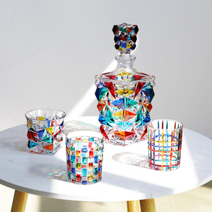 Verres à <span class=keywords><strong>whisky</strong></span> en cristal multicolores <span class=keywords><strong>de</strong></span> conception italienne Zecchin, verres à <span class=keywords><strong>whisky</strong></span> gothiques à l'ancienne, verres à <span class=keywords><strong>whisky</strong></span> peints à la main, couleur éblouissante - Product Image 3