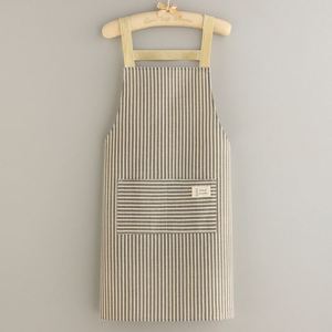 Delantal de cintura a la moda con rayas de algodón y lino, lavable y resistente a las manchas, para cocina, trabajo y uso doméstico, venta al por mayor, con logotipo. - Product Image 3