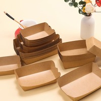 Plateau alimentaire à clapet Kraft pour emballage de qualité gaufre à bulles à emporter Boîte de bateau en papier de 10oz