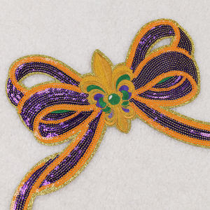 New Arrival Laser Cut Custom Mardi Gras Glitter Patches Large <b>Bow</b> Letter Carnival Embroidered Sequin Patch For Clothing - Product Image 3