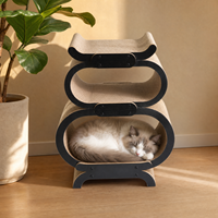 Grand grattoir pour chat en forme de gourde, lit en carton ondulé, tapis de griffage et de nettoyage des griffes, salon multi-niveaux luxueux