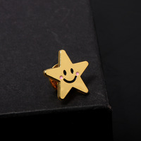 Broche étoile souriante en émail métallique, badge mignon de dessin animé, cadeau