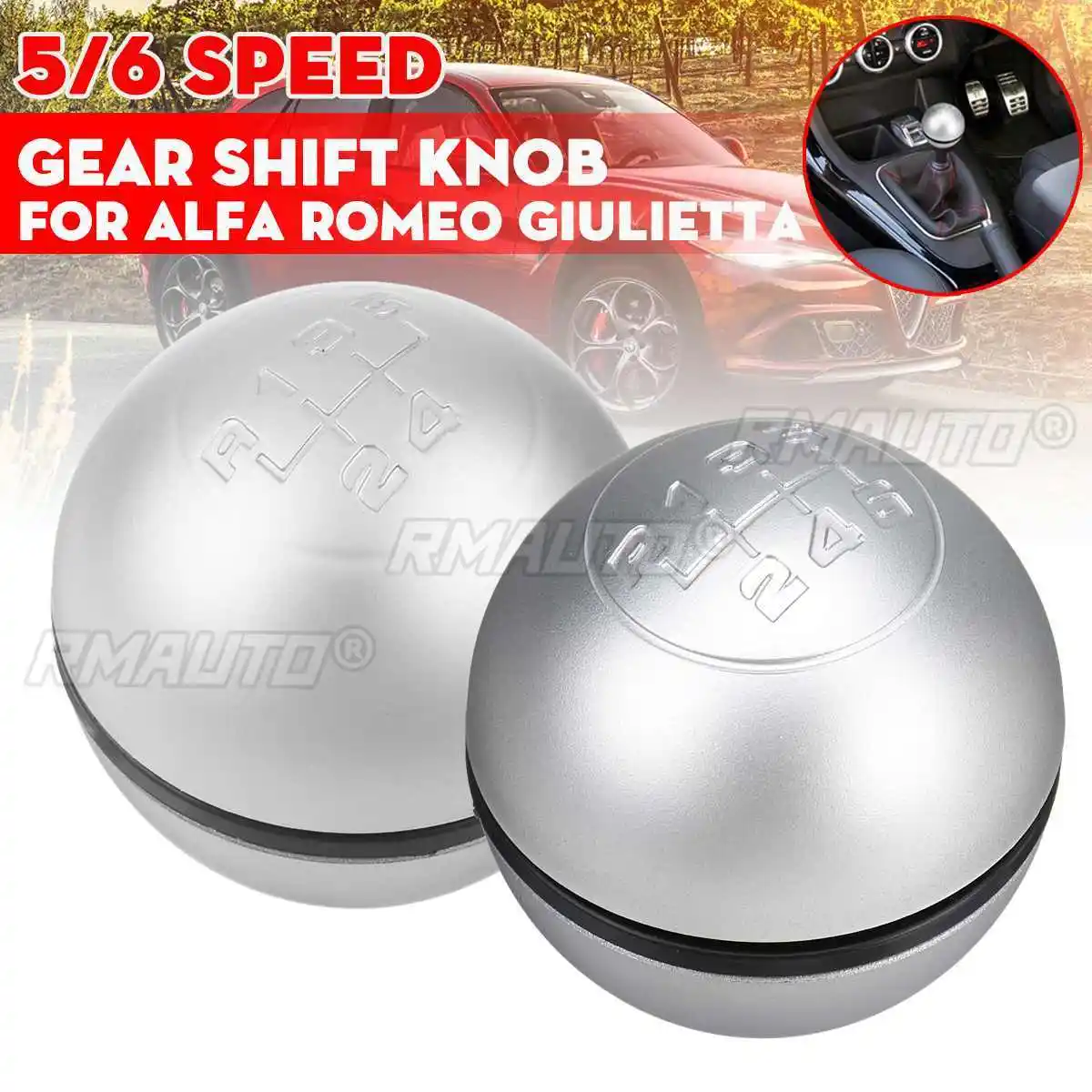 5/6 Speed Round Ball Gear Shift Knob For Alfa Romeo Giulietta 2012 2013 2014 2015 2016 2017 2018