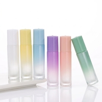 Flacon de parfum roll-on en verre dégradé personnalisé de 10 ml, vide et rechargeable, pour huiles essentielles, avec bille en verre et acier