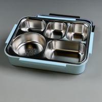 Boîte à lunch isotherme colorée en plastique et acier inoxydable SUS304 avec 5 compartiments, anti-fuite et récipient alimentaire thermique