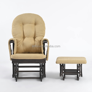 Fauteuil à bascule et repose-pieds en bois pour allaitement et loisirs, style moderne, pour maman et bébé, idéal pour les crèches et les salles d'allaitement. - Product Image 3