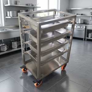 Stainless Steel Tray Truck 5 Tier <b>Rolling</b> Food Rack Trolley Commercial Bakery Cooling Storage <b>Cart</b> - Product Image 4