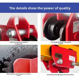 Troli tarik tangan <span class=keywords><strong>i</strong></span>-<span class=keywords><strong>beam</strong></span> stabil kapasitas bantalan muatan tinggi digunakan untuk pengangkat industri - Product Image 4