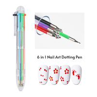 BIN nouveau 6 en 1 perles stylo manucure Nail Art dessin fleurs ongles Push-Type pointillage stylo outil pointe Dot peinture ongles pointe Dot peinture