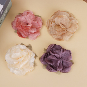 <b>Artificial</b> <b>Flower</b> 8.5Cm 3D Fabric Rose Diy Jewelry Accessories Wedding Headpiece Cloth Hand Knitted - Product Image 2