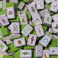 Ubin Mahjong Akrilik Modern Mewah Portabel Amerika NMJL Empat Lapis Biru 160pcs Hasil Ukiran Khusus Tahan Lama untuk Rumah