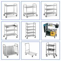 Chariot utilitaire multi-niveaux en acier inoxydable OEM, chariot de service roulant robuste, étagère réglable, pour hôtel, banquet, restauration, stockage