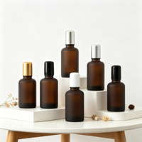 Flacon en verre brun de 30 ml avec bouchon à vis et bille roulante pour diffuseur de parfum, huiles essentielles, sérums, parfums - Étiquettes personnalisées