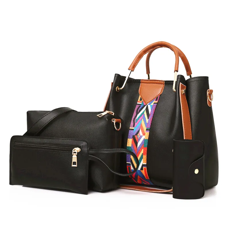 3 piece/set Fashion Designer Pu Leather Women's Handbags Good Casual Ladies Tote Female Bucket Women Purses Bag 4 Pcs in 1 Set