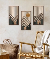 Décoration murale géométrique bohème en bois, personnalisable en usine, 3 pièces, pour la maison, le salon, la chambre