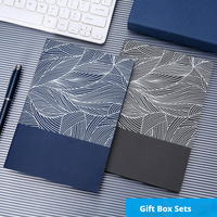 Coffret Cadeau d'Entreprise Bleu Profond de Luxe, Ensemble de Papeterie Personnalisé, Journal A5, Couverture en Cuir PU, Impression Sérigraphique, Promotionnel