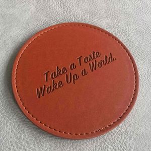 Sous-verres personnalisés en cuir PU avec design résistant à la chaleur pour les boissons, cadeau promotionnel avec logo personnalisé, accessoires de table - Product Image 2