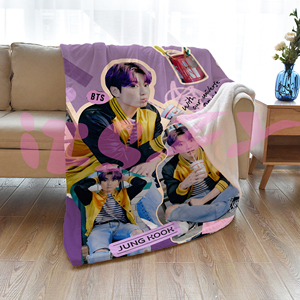 Bán Sỉ Chăn Nỉ Mỏng 300GSM Cho Giường Áo Chui Đầu Bé Trai Đẹp Trai Trùm Đầu Bằng Lông Cừu Walmart Chăn Nỉ In Hình BTS - Product Image 6