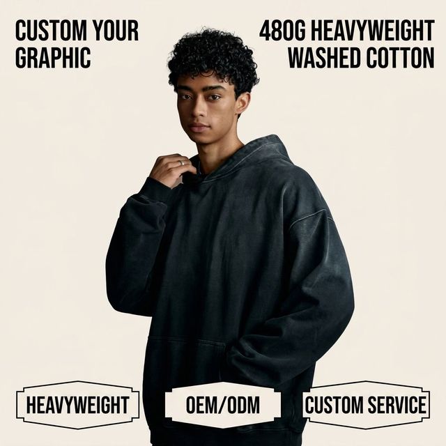 Custom Men's Heavyweight Hoodie 480G Retro Washed Hooded Old Oversized Essential Oversized 100% Cotton Hoodie