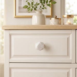 AK Brass Hexagon Stone Metal Cabinet Knob White Finish Luxury <b>Wardrobe</b> Drawer Furniture Handle Decorative <b>Hardware</b> - Product Image 4