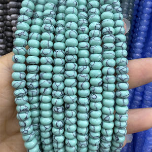 Perline naturali in pietra 4x6mm coloratissime in giada calcedonio rotonde sfuse Rondelle perline per creazione di gioielli e bracciali fai da te accessori - Product Image 6