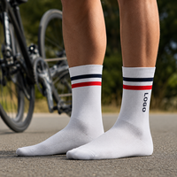 Chaussettes de cyclisme personnalisées avec logo, chaussettes de sport respirantes en maille avec coussinets pour hommes et femmes, OEM