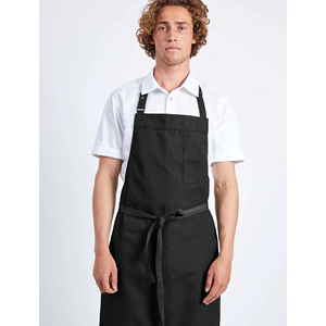 Tablier de cuisine en toile noire à dos croisé avec logo personnalisé DUOLAI pour hommes et femmes avec bretelles réglables et poches - Product Image 1