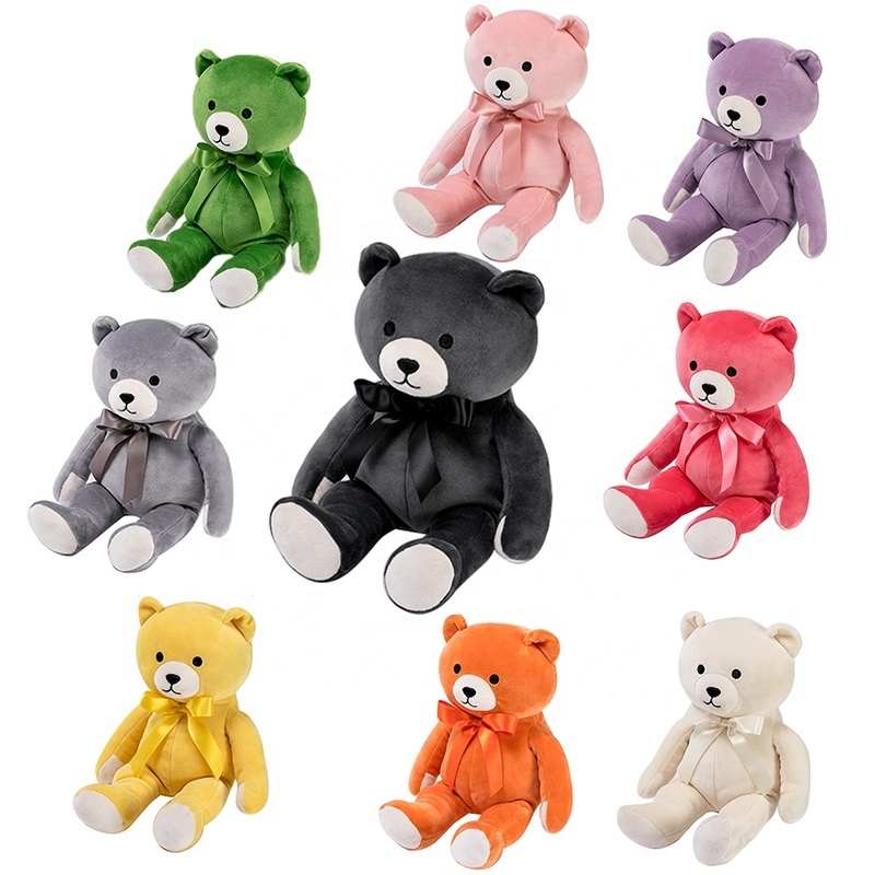 Oem Odm Zachte Vacht Stof Dier Baby Organische Knuffels 30Cm Aangepaste Logo Zwart Roze In Bulk Pluche Leuke teddybeer