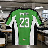 T-shirt de football rétro Yingling Boxy Oversized en jersey 180g en maille polyester avec emblème et badge, couleur contrastée, équipe USA Hockey, unisexe