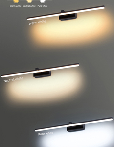 Applique murale LED noire moderne en alliage d'aluminium, rectangulaire, à montage en surface, 3500K blanc chaud, pour salle de bain, design minimaliste - Product Image 3