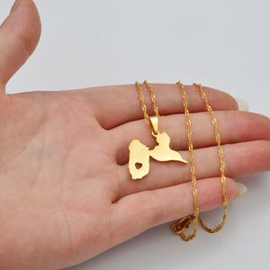 Anniyo — collier avec pendentifs pour femme, bijou à la mode, carte de la belgique, coeur et Contour, modèle #259221 - Product Image 4